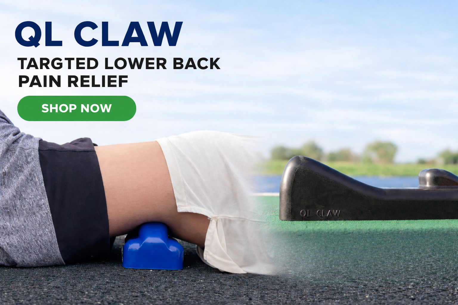 QL Claw lower back pain relief tool showing targeted muscle guide for QL and gluteus medius release ?>